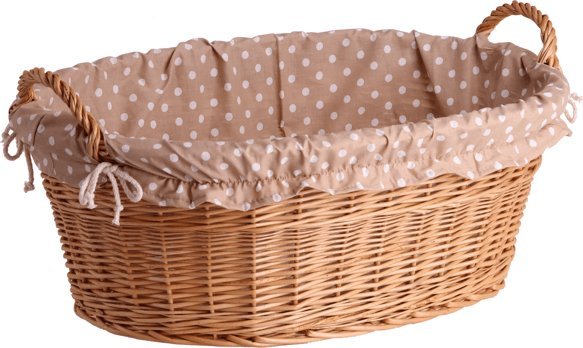Kosz na pranie WickerPL Wiklinowa Wanienka Kosz na Pranie z Obszyciem 60x44x23 cm