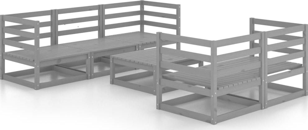 vidaXL 6-cz. zestaw mebli wypoczynkowych do ogrodu, szary, sosnowy