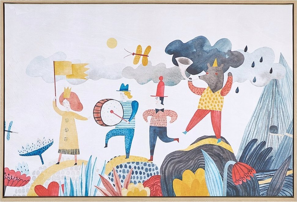 Beliani Obraz na płótnie w ramie postacie 93 x 63 cm wielokolorowy BIBBIENA