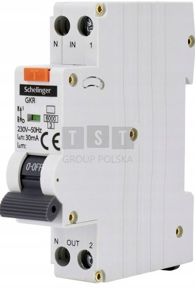 A08-GKR-A-B16 Wyłącznik różnicowoprądowy RCBO 1P B 16A 30mA TYP A Schelinger A08-GKR-A-B16