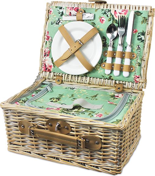 Kosz piknikowy pistacjowe śniadanie, biało-zielony KPS