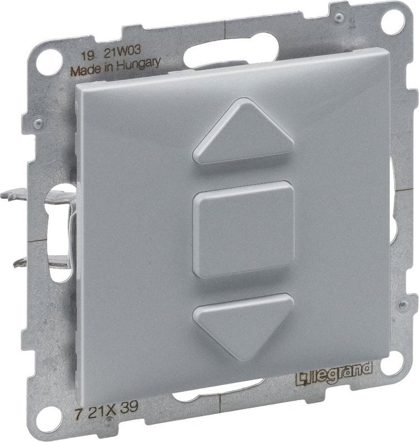 Legrand SUNO - Łącznik rolet - 6 AX - 250 V~ - 3 pozycyjny: góra, dół, stop - bezpośrednie sterowanie roletami, Aluminium - Legrand 721339 himp