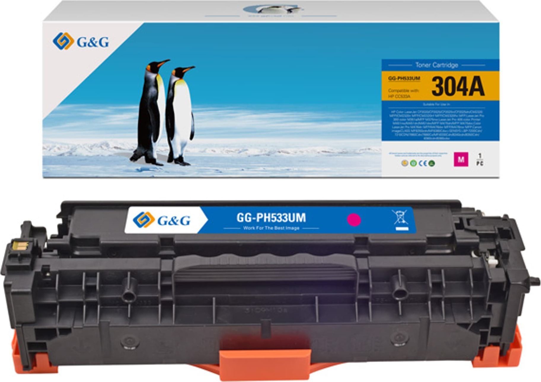 G&G kompatybilny toner z HP CC533A, CE413A, CF383A, Canon CRG118, CRG718, C, NT-PH533UM, HP 304A, magenta, 2800s
