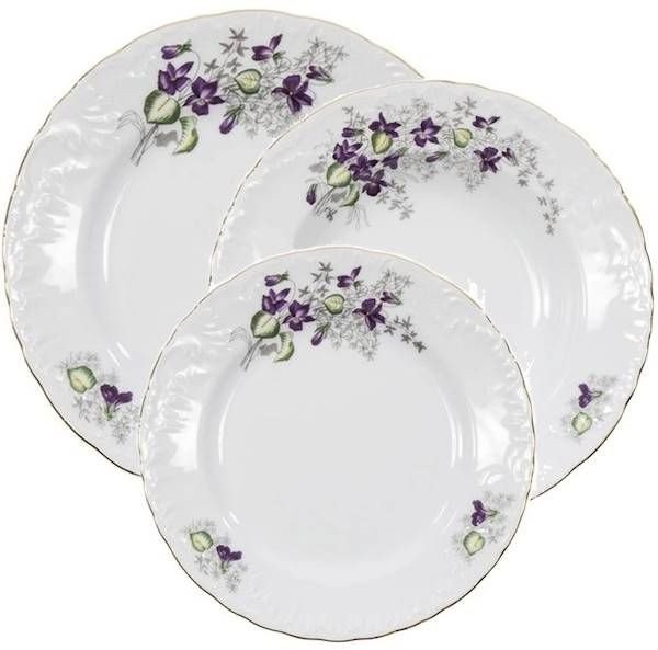 Ćmielów Zestaw talerzy dla 6 osób 18 el. Rococo Fiołki G559