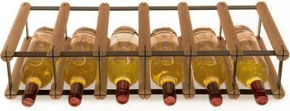 Wamar-Sosenka Regał na wino Stojak na 6 Butelek Szklanych/ PET RW-8/ 6x1 Brązowy Metal + Drewno RW-8-6x1-6_O_BR