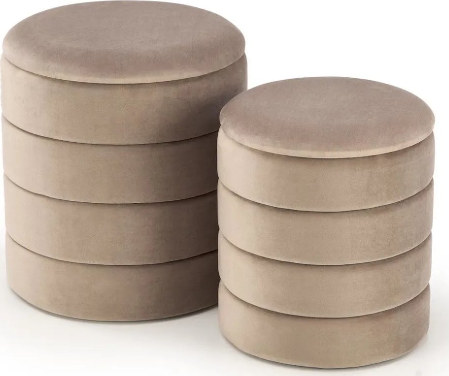 Halmar Zestaw puf PACHO VELVET beżowe ze schowkiem HALMAR