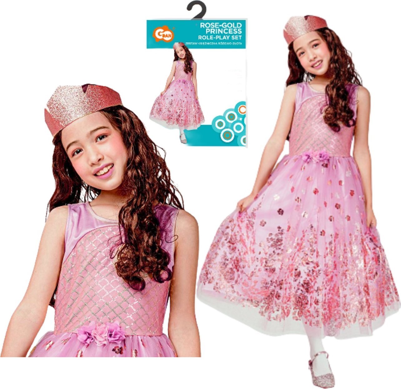 Strój Kostium Księżniczka Różowo-Złota 110/120cm