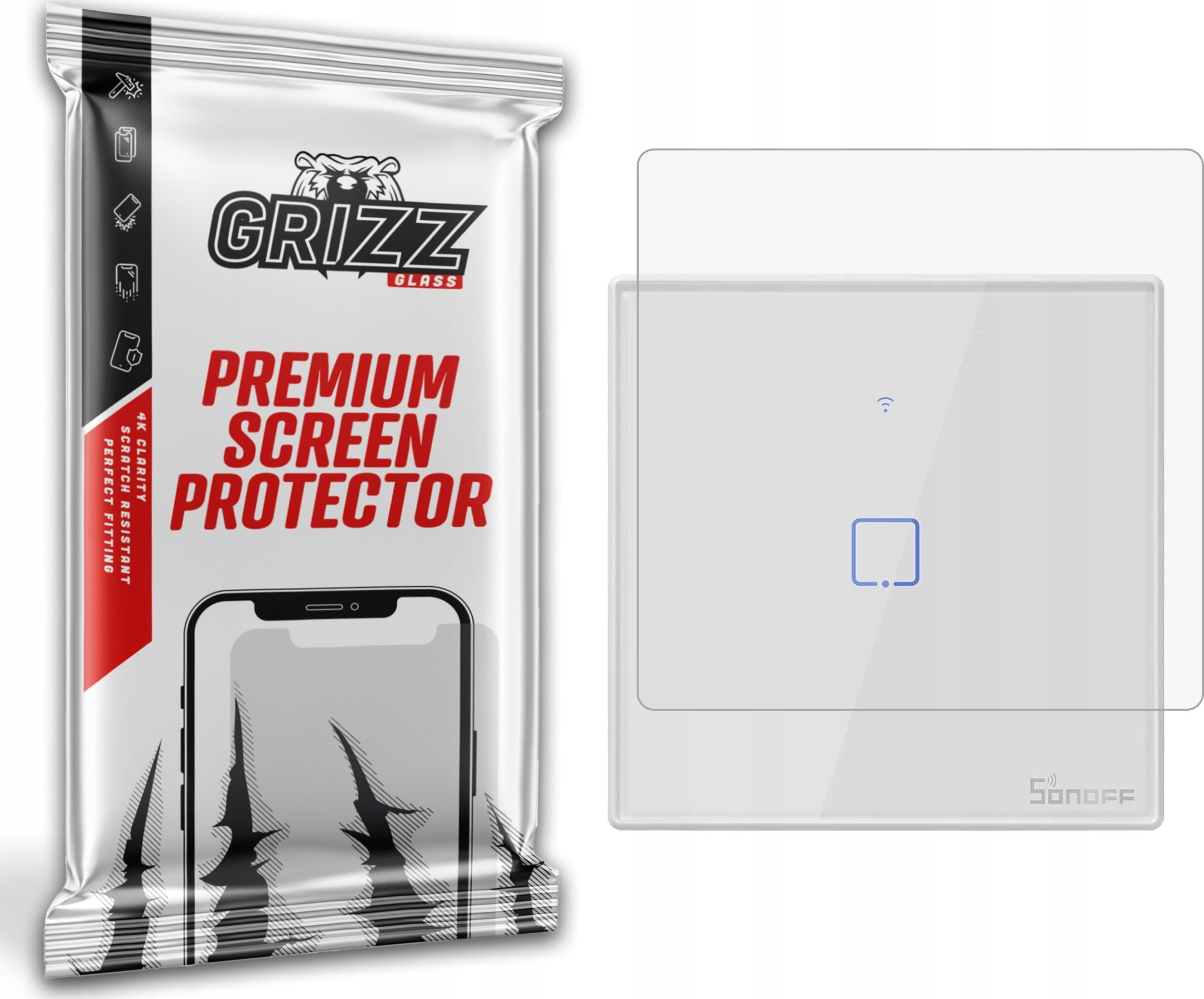 GrizzGlass Folia ceramiczna GrizzGlass CeramicFilm do inteligentnego włącznika światła SONOFF T2EU1C-RF