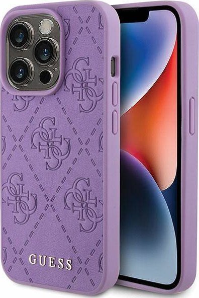 Guess GUHCP15LP4EPMU iPhone 15 Pro 6.1" fioletowy/light purple hardcase Leather 4G Stamped