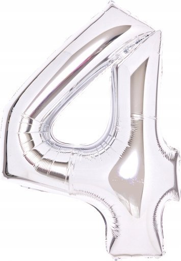 AMSCAN Balon foliowy cyfra 4 srebrna 51x66cm 9913229