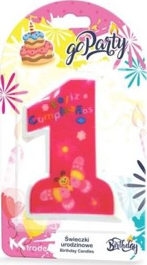 MK TRADE Świeczka urodzinowa 1 różowa 11cm 1 szt. SF-931