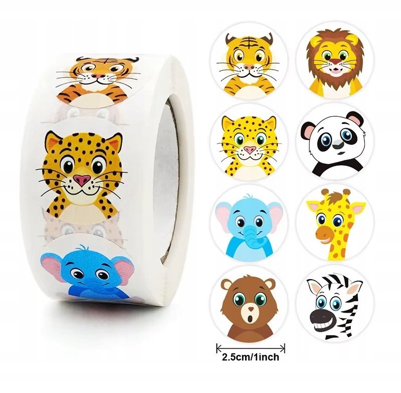 Naklejki Zwierzęta Safarii Etykieta Dekoracyjna 500 szt.