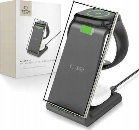 TECH-PROTECT QI15W-A36 3IN1 WIRELESS CHARGER FOR ANDROID BLACK
