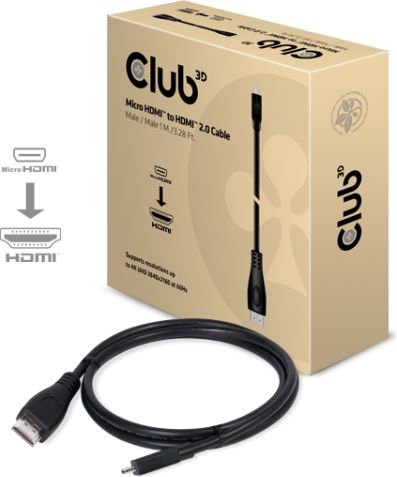 Kabel Club 3D HDMI Micro - HDMI 1m czarny (CAC-1351)