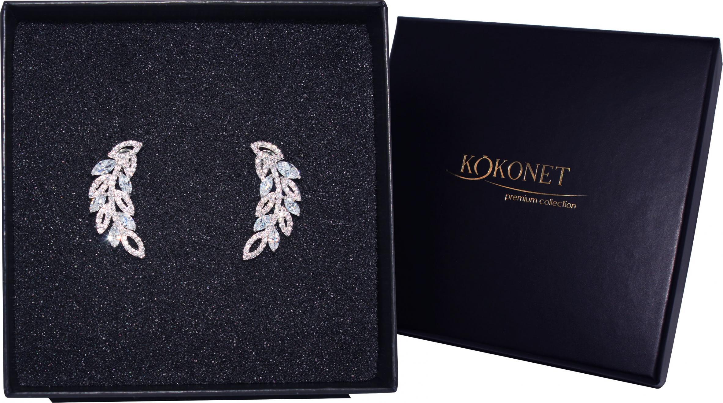 KOKONET DELIKATNE listki kolczyki ŚLUBNE skromne błyszczą