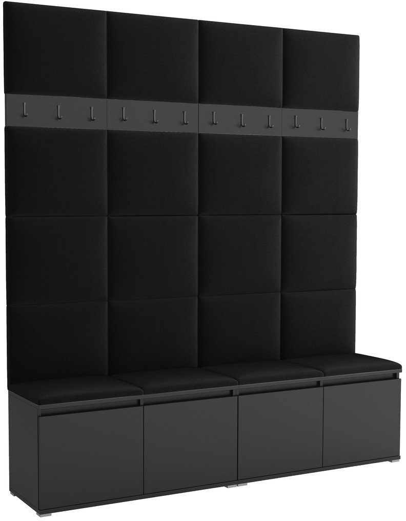 Tapicerowana garderoba Noris II - kolor czarny + tkanina Trinity 16