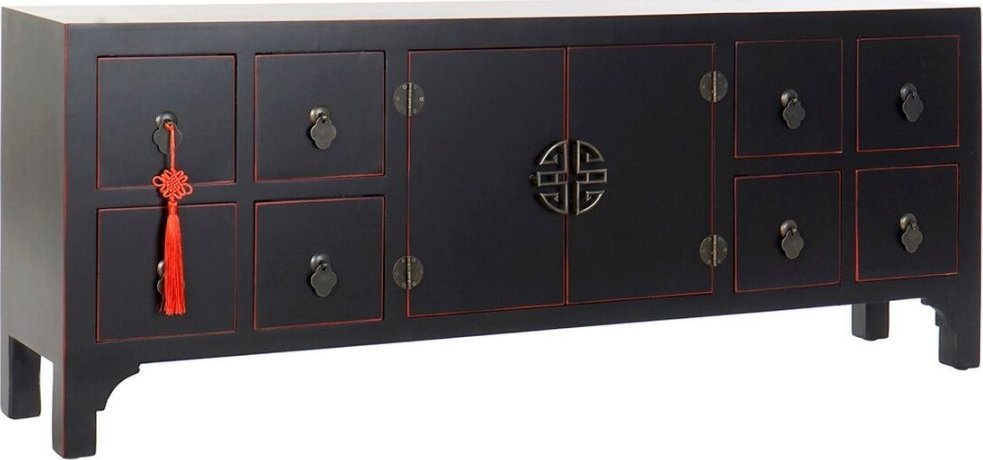 DKD Home Decor MebleTV DKD Home Decor Czarny Wielokolorowy Drewno Jodła Drewno MDF 130 x 24 x 51 cm