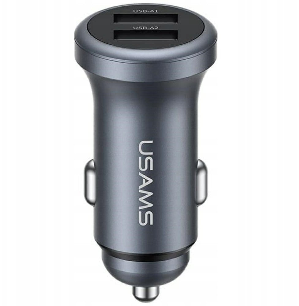 Ładowarka samochodowa USAMS CC320 Aluminium 2.4A 2xUSB-A tarnish