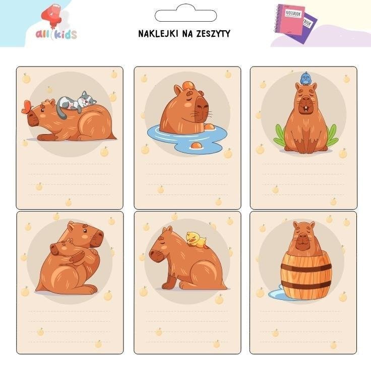 Naklejki na szafkę i zeszyt Kapibara 1