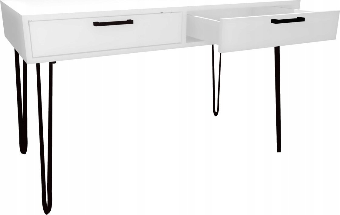 Biurko Modi Meble Biurko białe czarne, metalowe nogi 100x50, 2 półki