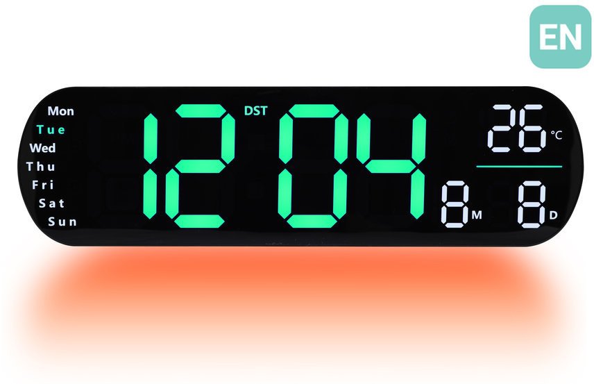 JVD Zegar sieciowy LED DH5502.3 cyfry 7,5 cm, termometr, budzik, wersja angielska