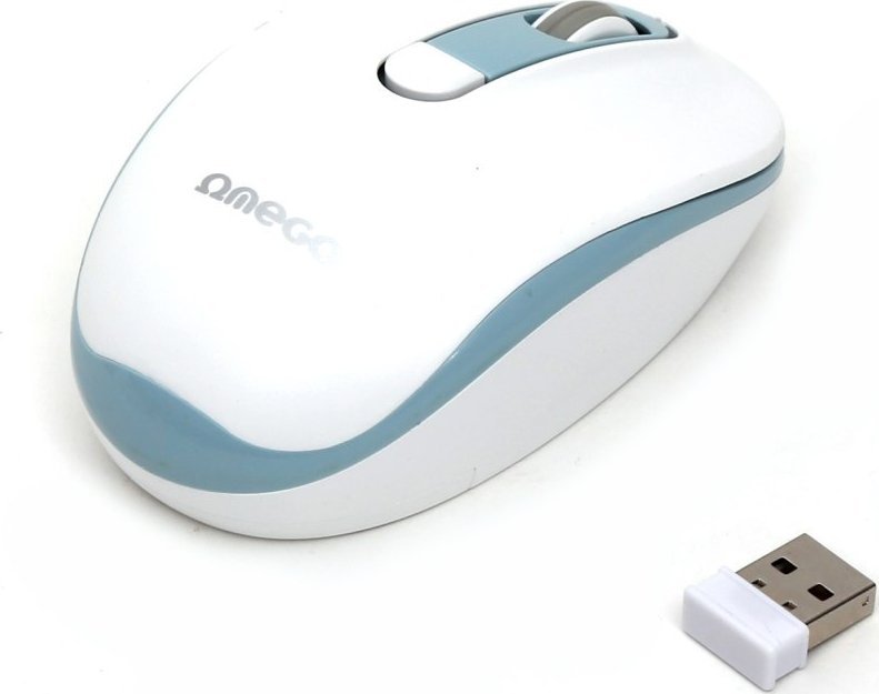Mysz Omega OMEGA MYSZ BEZPRZEWODOWA MOUSE WIRELESS 1000/1200/1600 DPI WHITE-BLUE [45863]