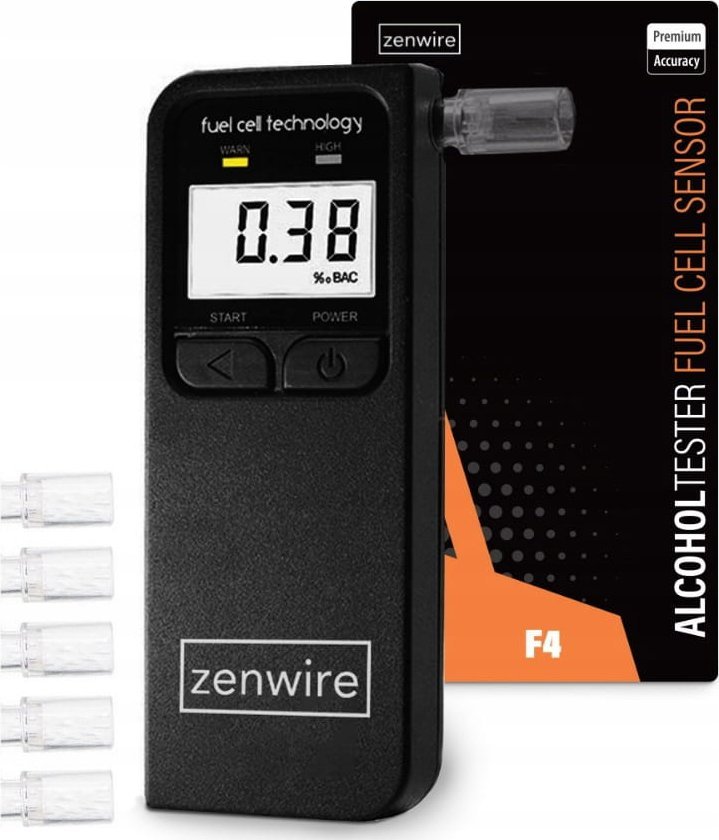 Alkomat Zenwire ALKOMAT Elektrochemiczny Profesjonalny 5x USTNIKI LCD Zenwire F4