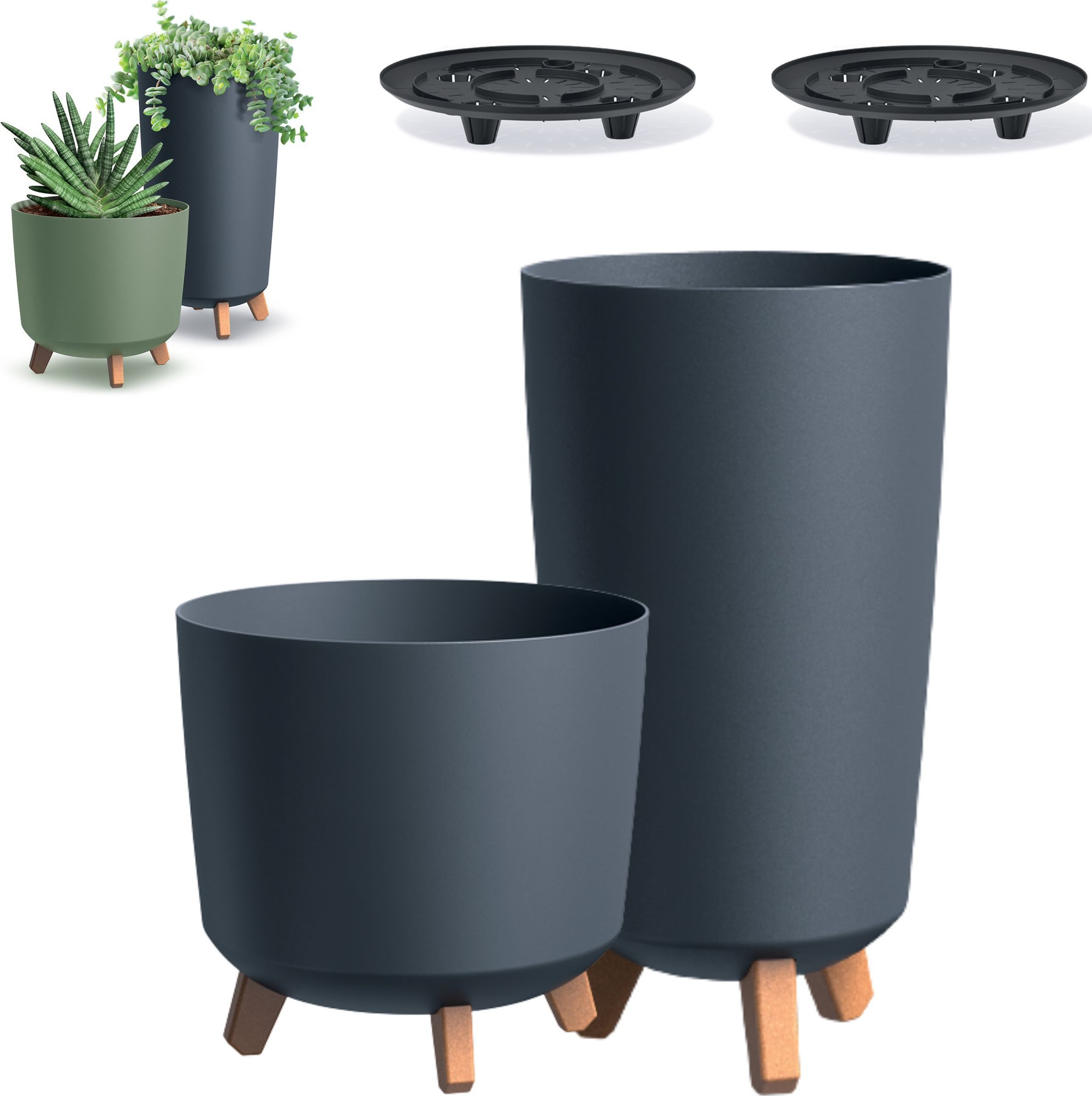 Prosperplast 2x Doniczka okrągła na nóżkach GRACIA DGTL240 + DGTL300L