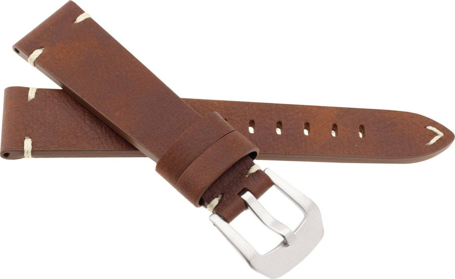 JVD Skórzany pasek do zegarka 22 mm JVD R42103-22 brązowy