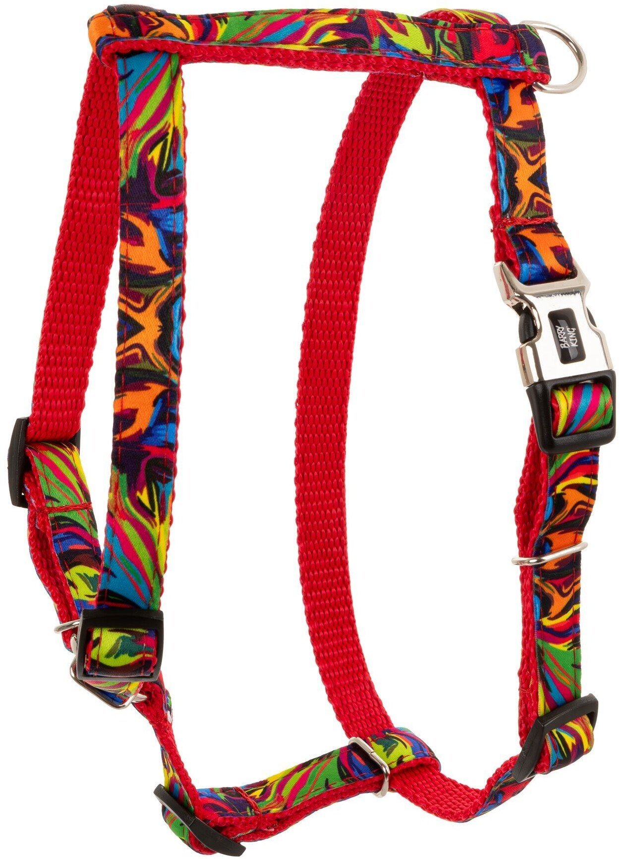 Barry King Szelki dla psa, wzór Picasso, taśma polipropylenowa, 10mm/25-40cm czerwone