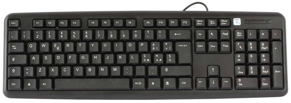 Klawiatura biurowa USB włoska 105 klawiszy czarna