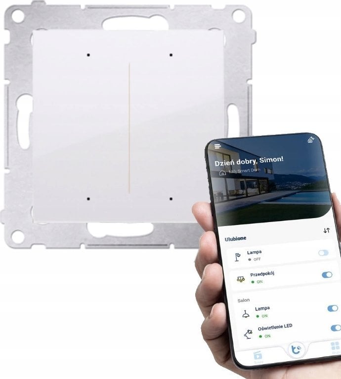 Kontakt-Simon Simon 54 GO Sterownik przyciskowy oświetleniowy - 2 wyjścia 5A, sterowany smartfonem WiFi 230V (moduł) biały DEW2W.01/11