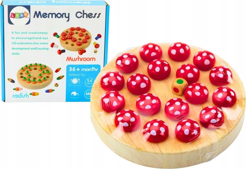 LeanToys Gra Pamięciowa Rodzinna Muchomory Drewniana