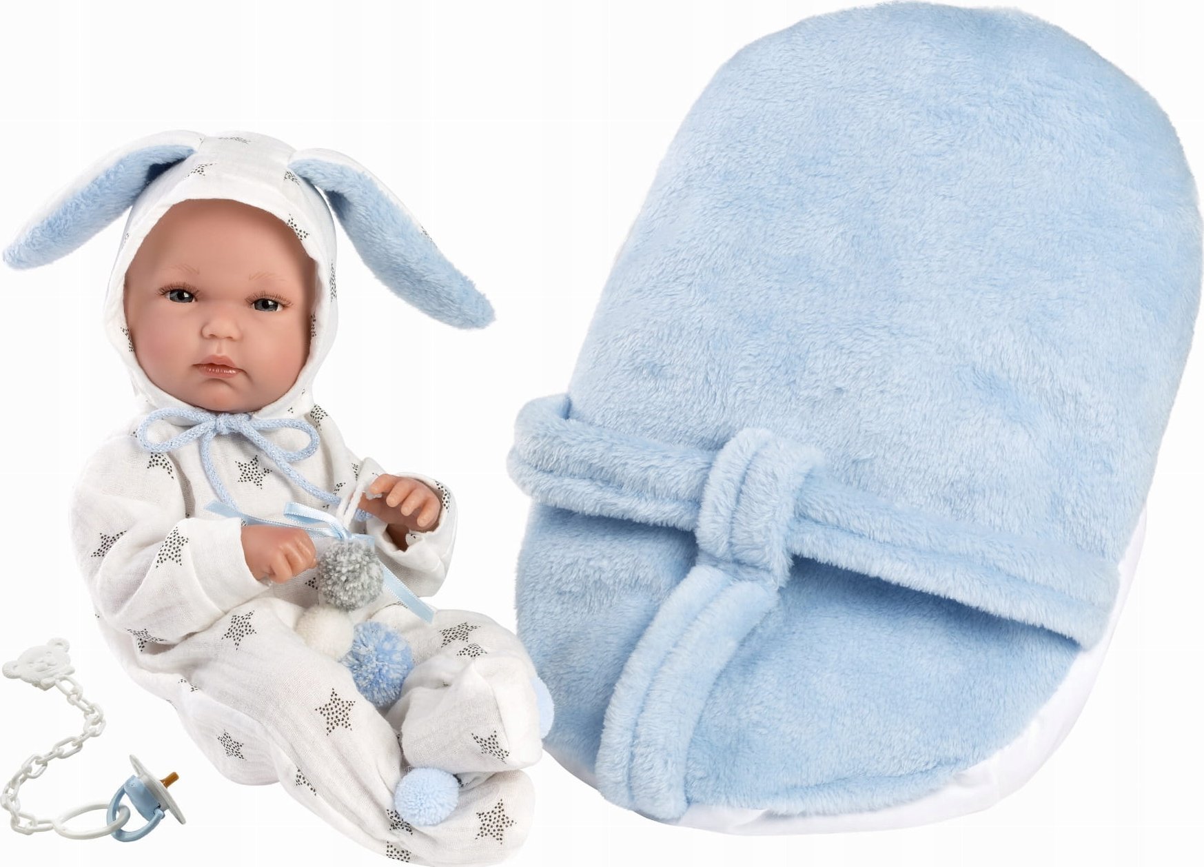 Llorens Lalka bobas winylowa Bimbo z nosidełkiem 35cm