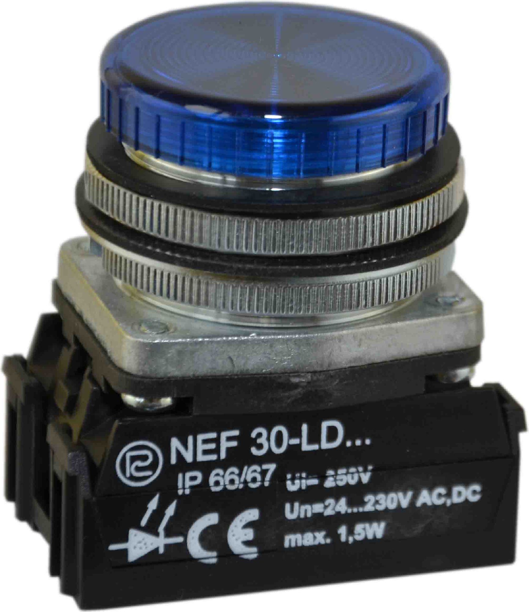 Promet Lampka sygnalizacyjna 30mm niebieska 24 - 230V AC / DC (W0-LDU1-NEF30LD N)