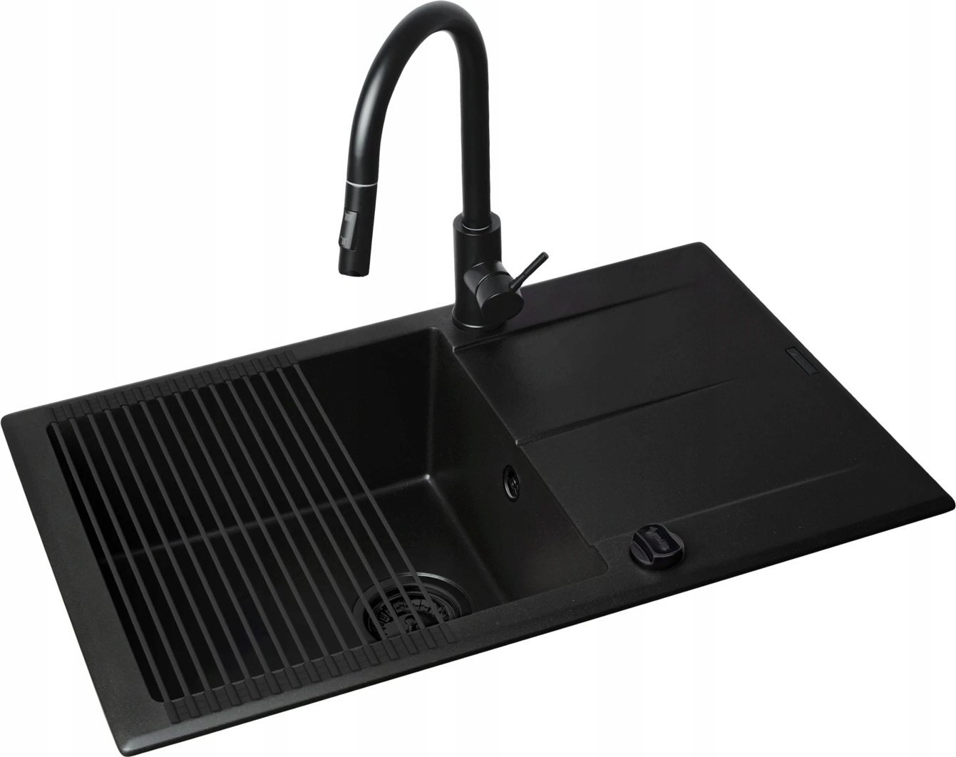 Zlewozmywak Pyramis Zestaw Pyramis KEROS 76x48 1B1D + bateria IDEA BE