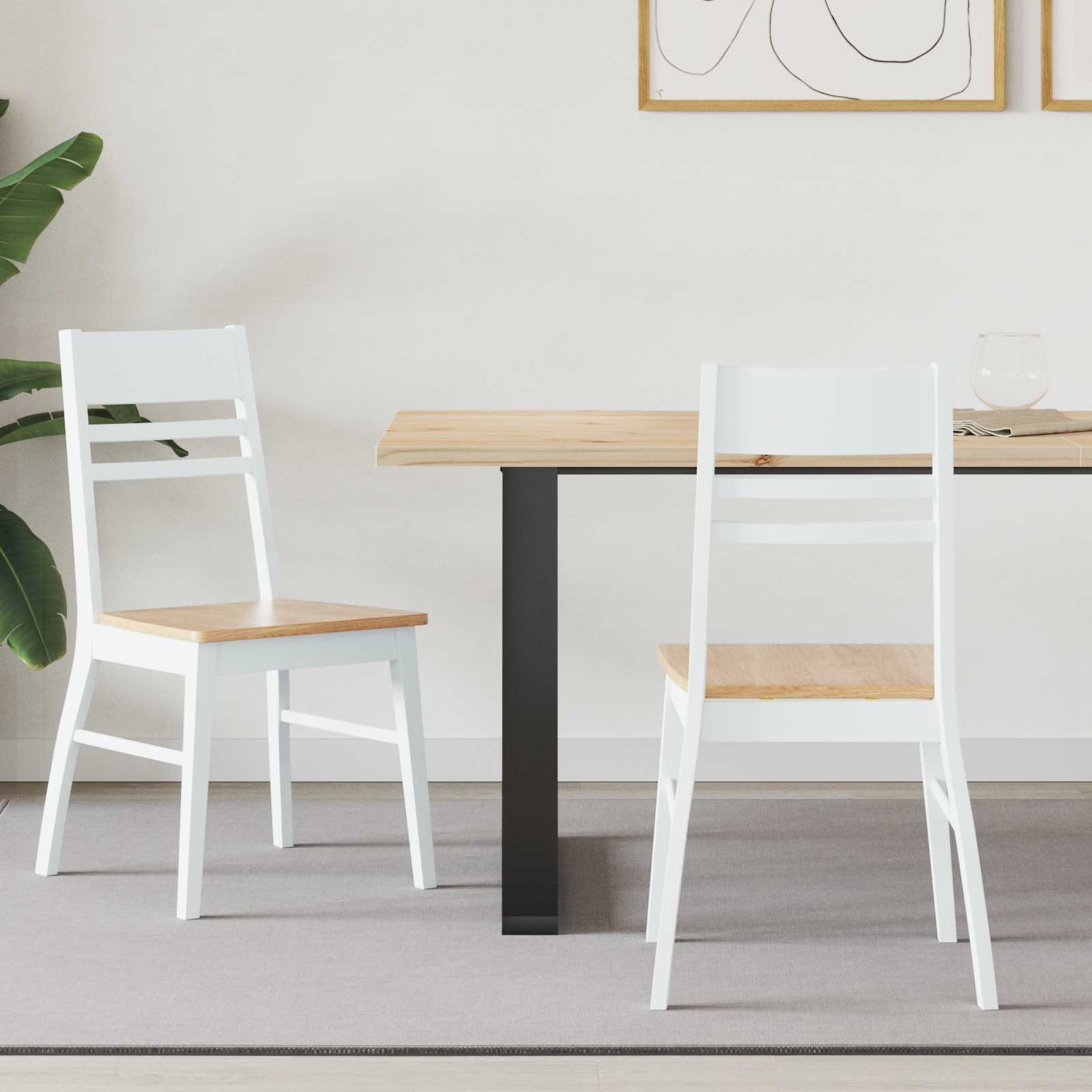 vidaXL Krzesła jadalne 2 pcs Biały 43 x 54 x 89 cm Drewno Gumowe