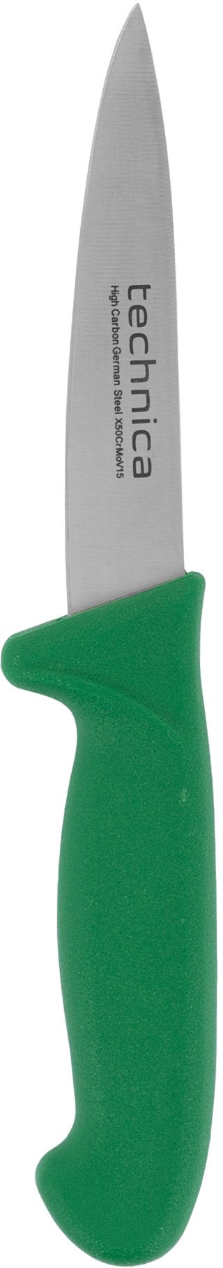 Nóż do obierania 200 mm, ostrze gładkie, spiczaste 100 mm, zielony | TECHNICA, Silver Line