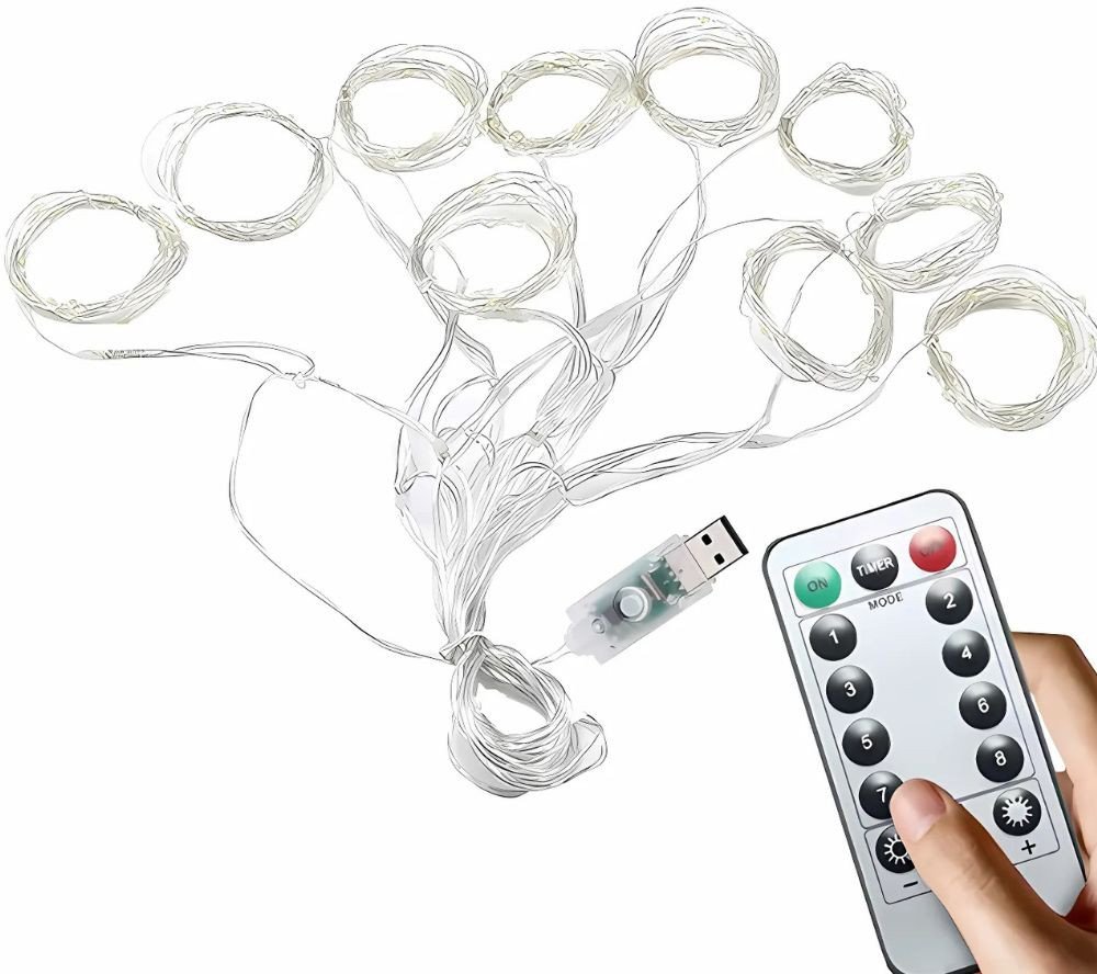 Lampki girlanda kurtyna świetlna świąteczna 300 led wewnętrzna ciepła usb