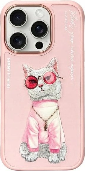 Nimmy iPhone 16 Pro 6.3" Case Pink Glasses Cool Cat