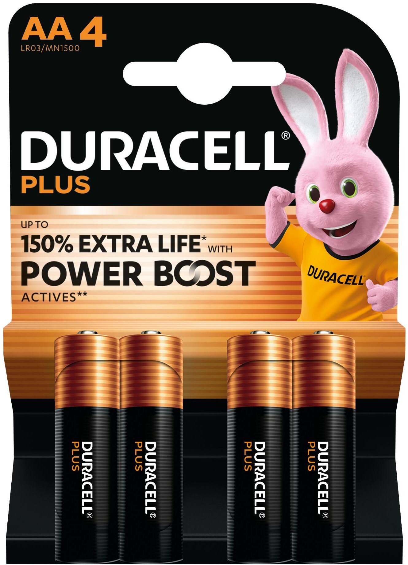 1x4 Duracell Plus Power Boost Mignon MN1500 AA LR6 1,5V