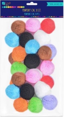 DP Craft POMPONY POLIESTROWE 5 CM MIX, 30 SZT. Dalprint
