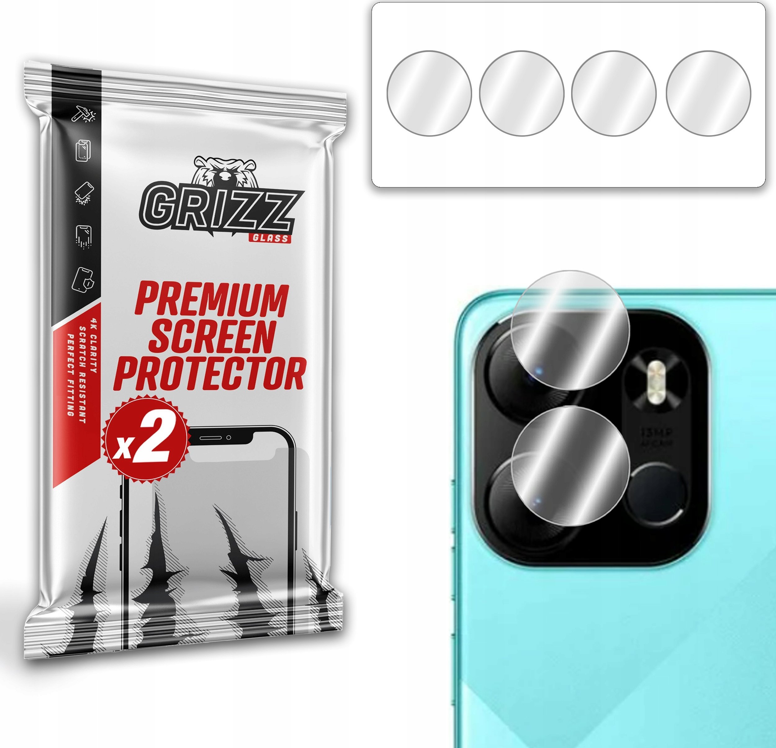 GrizzGlass Szkło na aparat GrizzGlass HybridGlass Camera do Tecno Pop 7 Pro