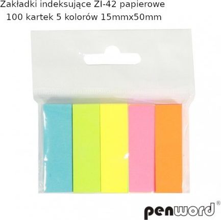 Penword Zakładki indeksujące PENWORD ZI-42 papierowe 100k. 5 Kol. 15mmx50mm Penword TARGI