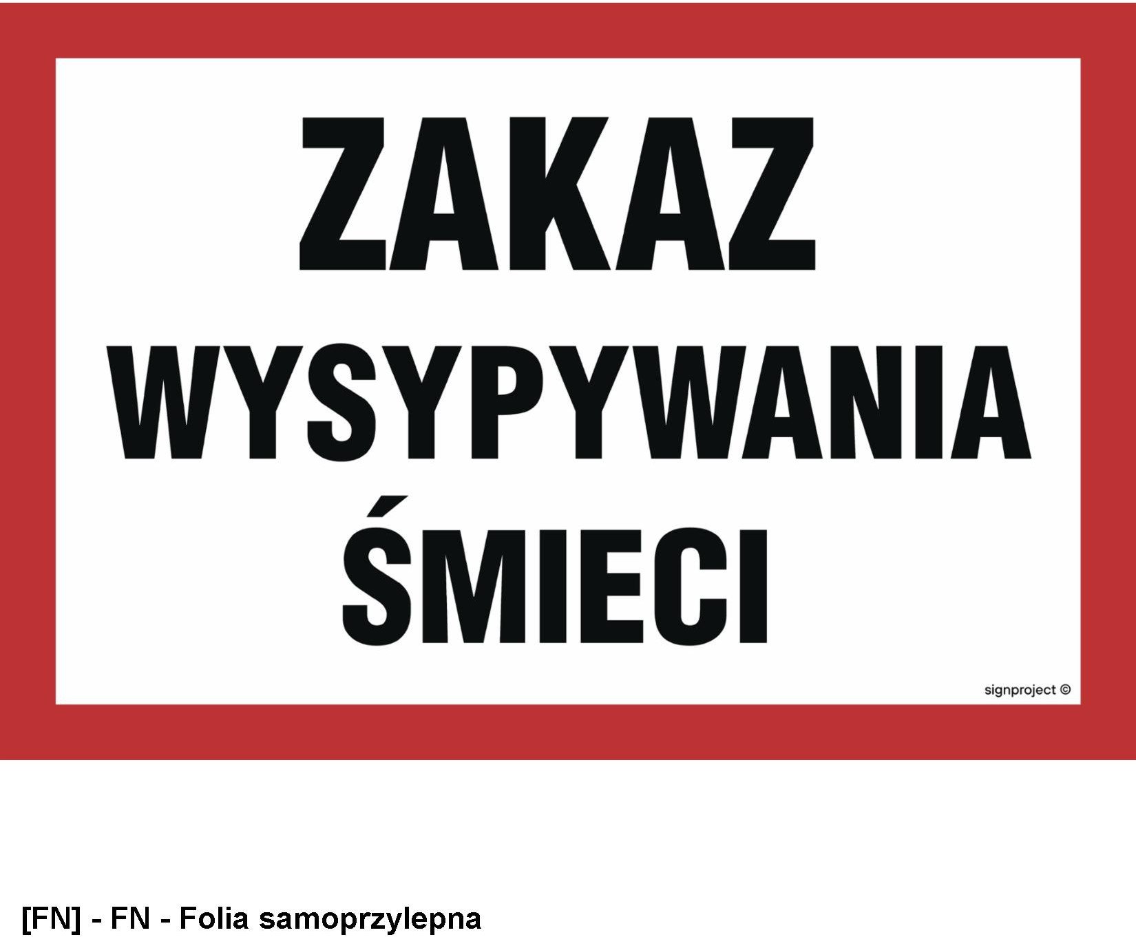 OD020 - Zakaz wysypywania śmieci 450x300