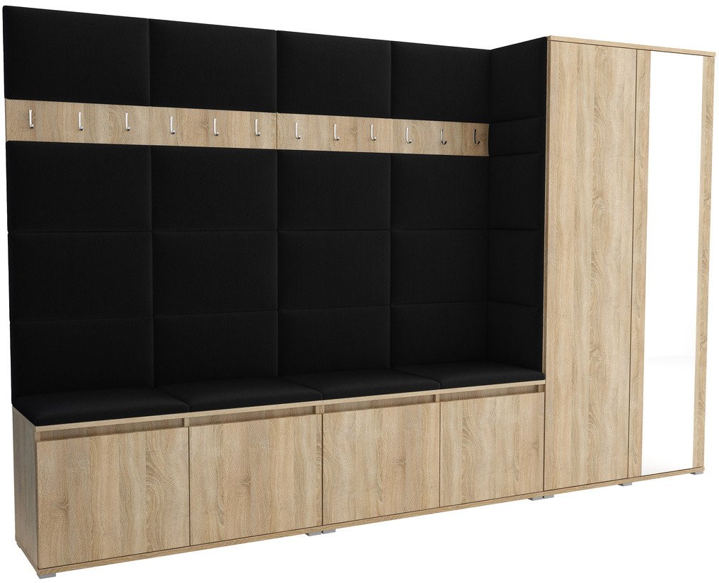 Tapicerowana garderoba Noris V z lustrem - kolor sonoma + tkanina Trinity 16