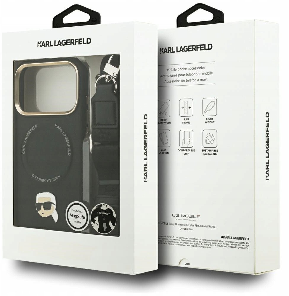 Karl Lagerfeld Etui Big Strap Karl Metal Logo MagSafe do iPhone 17 Pro czarny