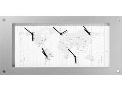NeXtime Time Zone, Wall, Rectangle, White, Aluminium, Glass, 900 mm