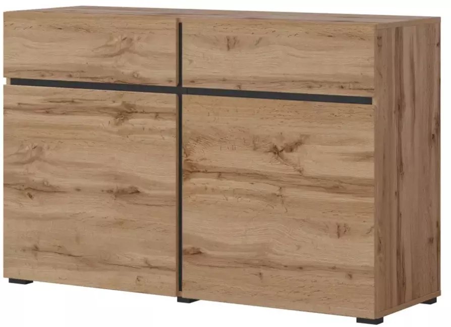 Komoda CROSS 2D2S 119cm dąb wotan/czarna HELVETIA