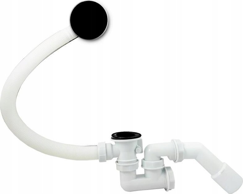 Syfon 19977 SYFON WANNOWY, KOREK AUTOMATYCZNY, POKRĘTŁO CZARNE, ODEJŚCIE OBROTOWE FI 50 //